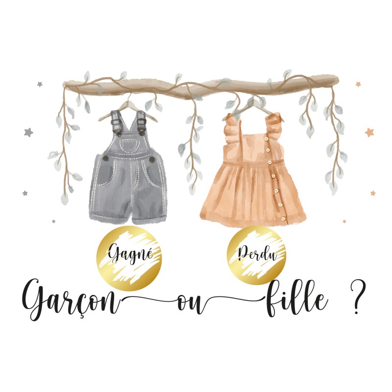 Carte à gratter - révélation du sexe du futur bébé - Garçon ou fille ? - gender reveal Girl or Boy ?